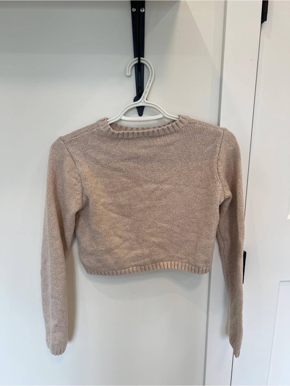 Garage Cropped Crewneck Sweater in Light Taupe